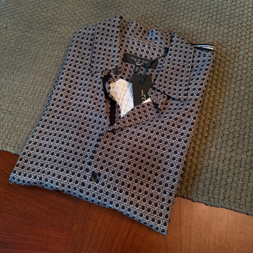 Rag & Bone Basketweave Button-Up S/S Shirt